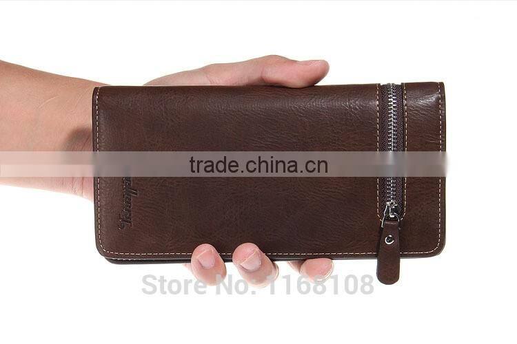 New Brand Leather Purse ID Credit Card Holder Bifold Zipper Long Mens Wallet