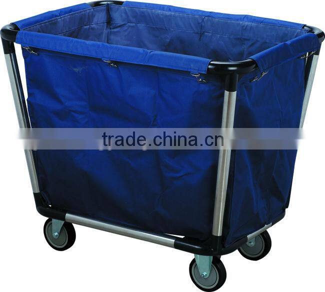 China Supply Housekeeping Stainless Tapered Dirty Linen Truck Trolley,Maid Cart Trolley