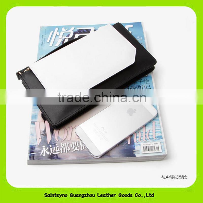 15634 Splicing color leather long style clutch bag purse