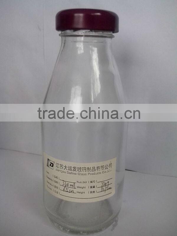 12OZ/300ML round shape clear glass water bottle glass juice drink bottle