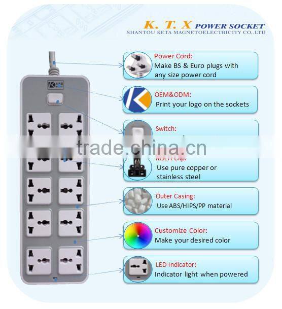 10 Way Secure Electrical Universal Power Extension Socket