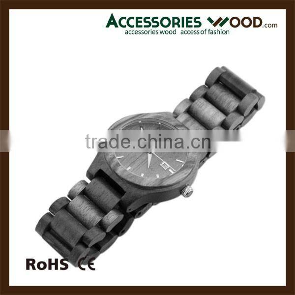 Two colors wood wrist wooden watch with calendar for lady and gentalman