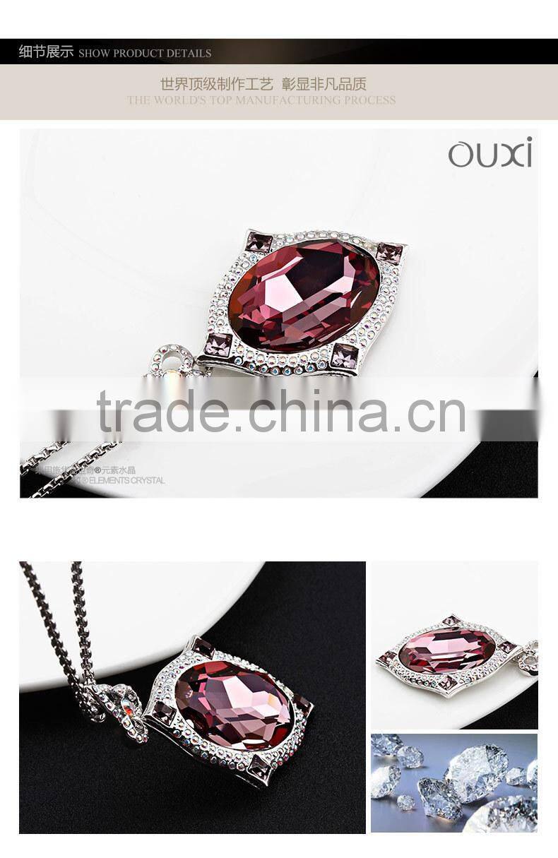 2015 OUXI New arrival red diamond crystal pendant necklace and sweater chain 11037-1