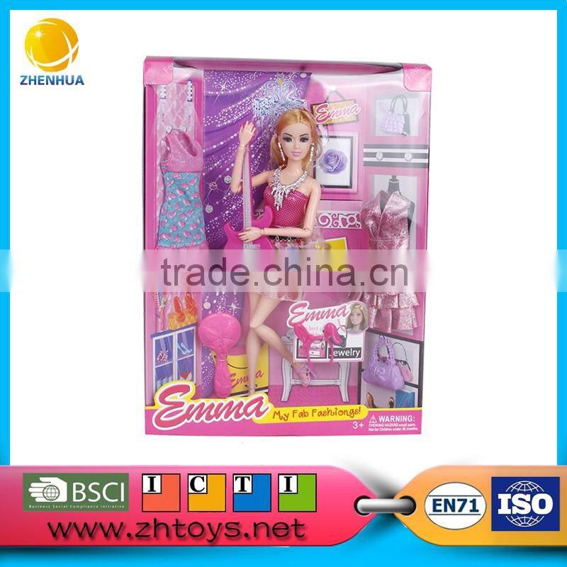 11.5 inch young girl sex doll with baby girls mini skirt and guitar hot doll