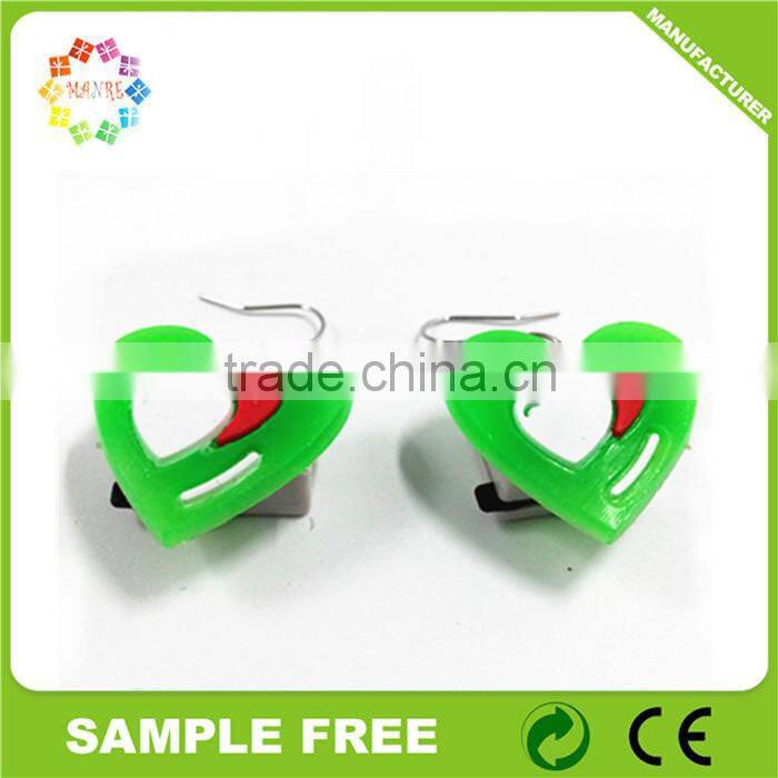 Heart Shaped Customized Soft PVC Party Decoratiin LED Earring