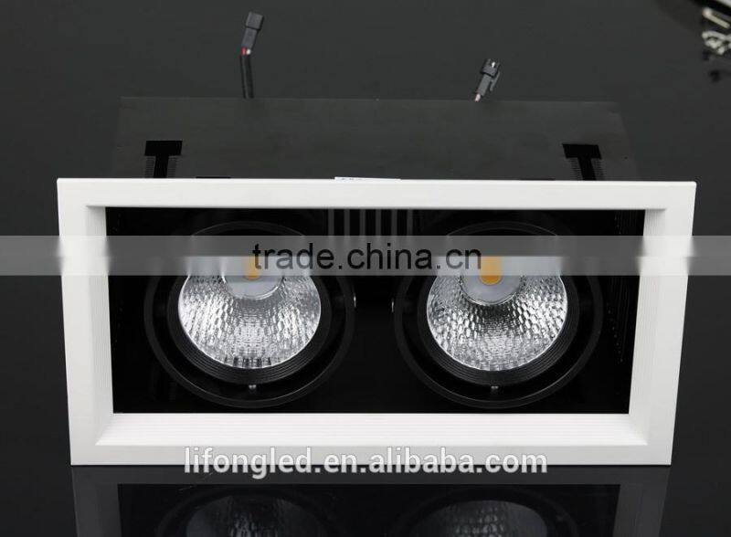 Dual head 2x9w square COB LED Ceiling light 18w LED Grille downlight