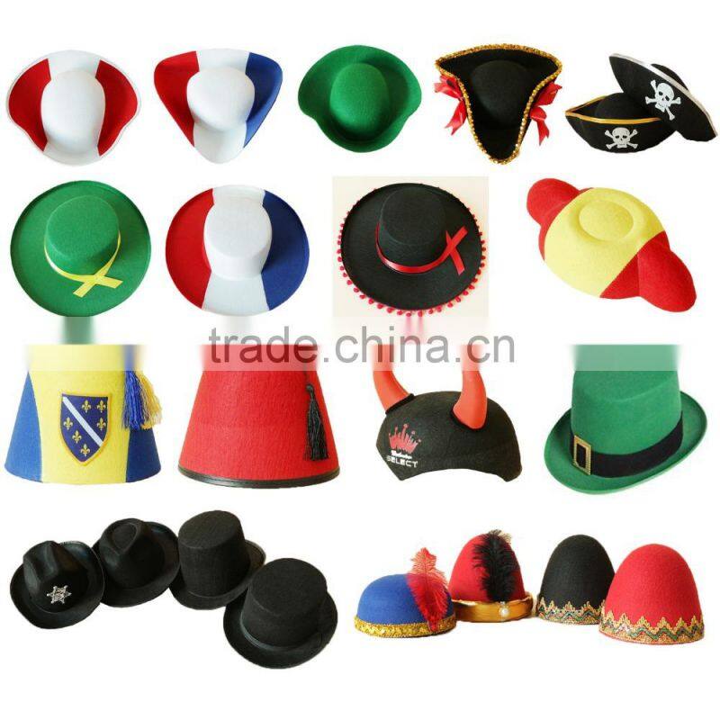 Fashion non woven white magic round felt fiesta lincoln cheap top hats