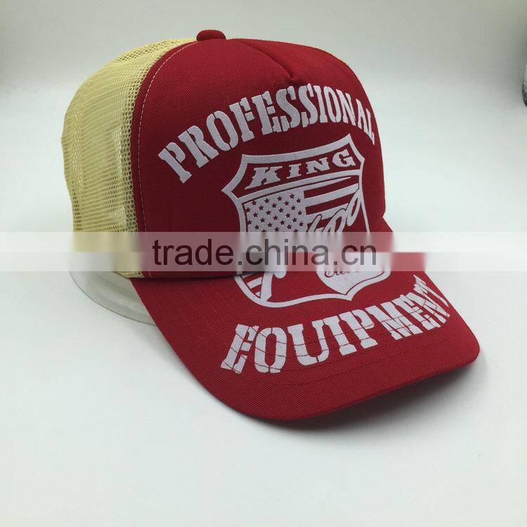 cutomized fashion rubber print 5 panel trucker mesh cap