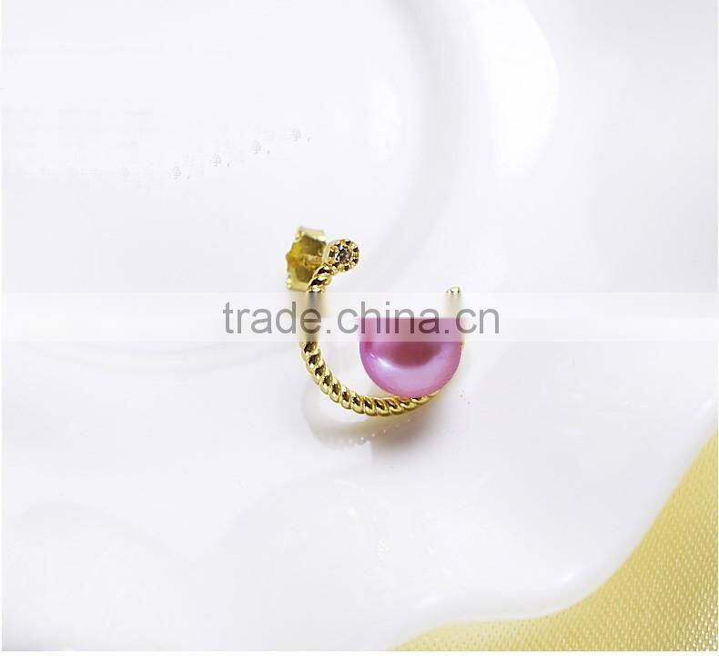 7-8mm size natural freshwater pearl earrings white color pink color and purple