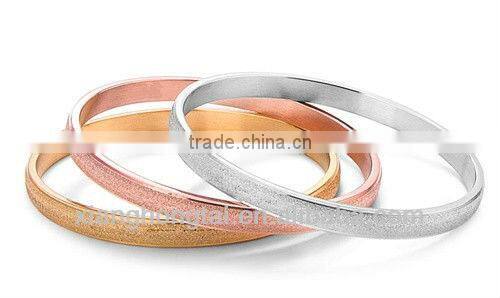 Surgical stainless steel bangle, sandblasted and brushed plain bangles jewelry for lady