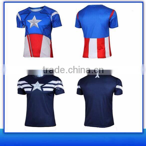 Breathable Soft Captain America T shirt Custom 3D Superhero Short Sleeve