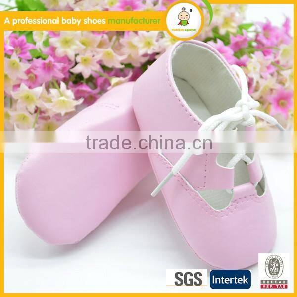 New fashion design puy leather baby summer lace up shoes
