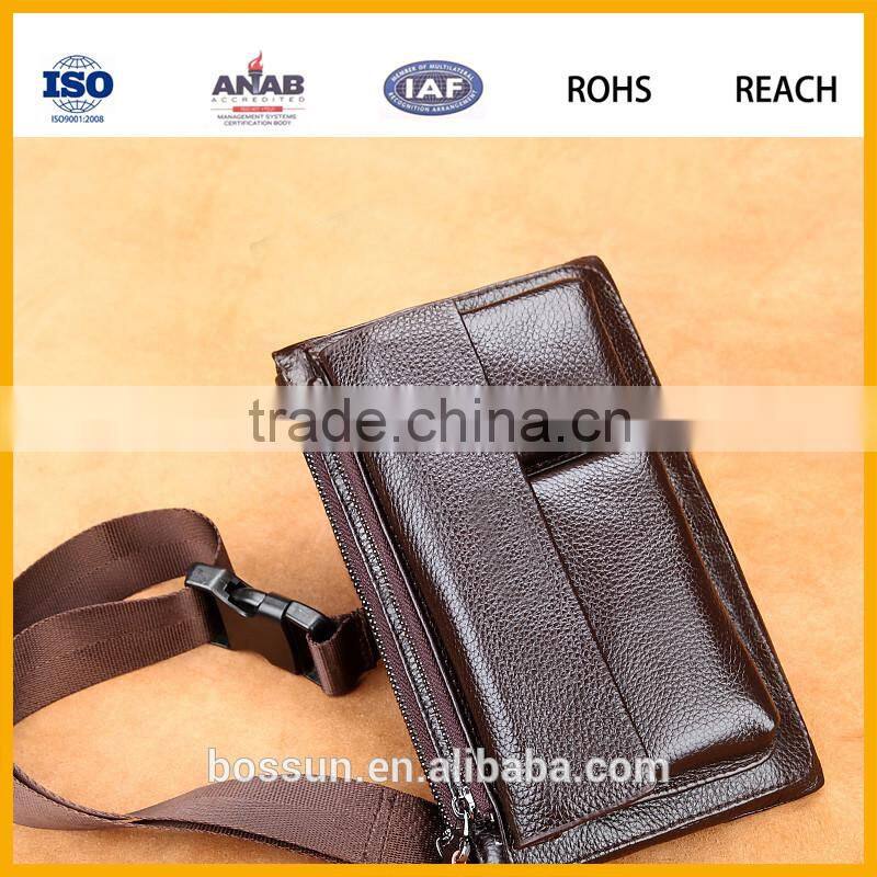 Fashion Design Genuine Leather Man Waist Bag Messenger Bag
