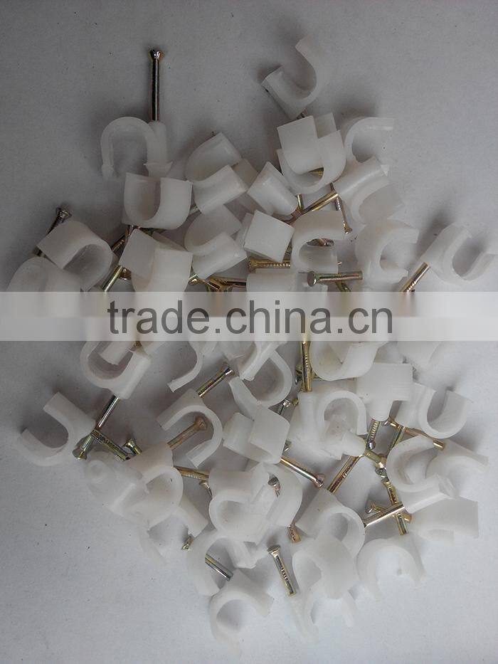 electric wire circle nail metal hanroot plastic wall nail nylon cable clip