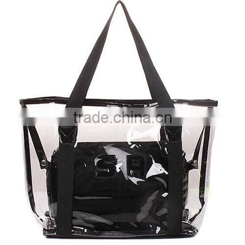 Hot Sell Summer Jelly PVC Beach Handbag 2PCS/Set (LCHHB109)
