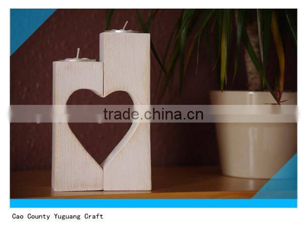 classic wooden heart-shaped candle holder