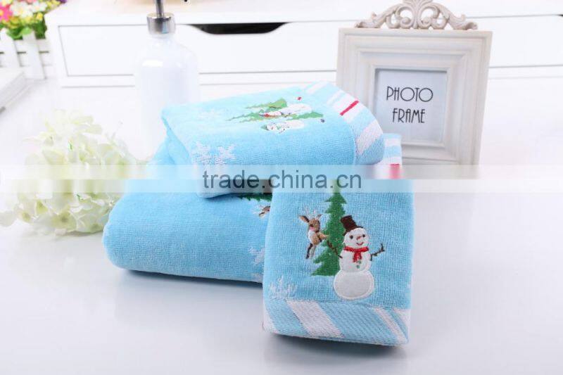 cotton embroidery santa bath towel set