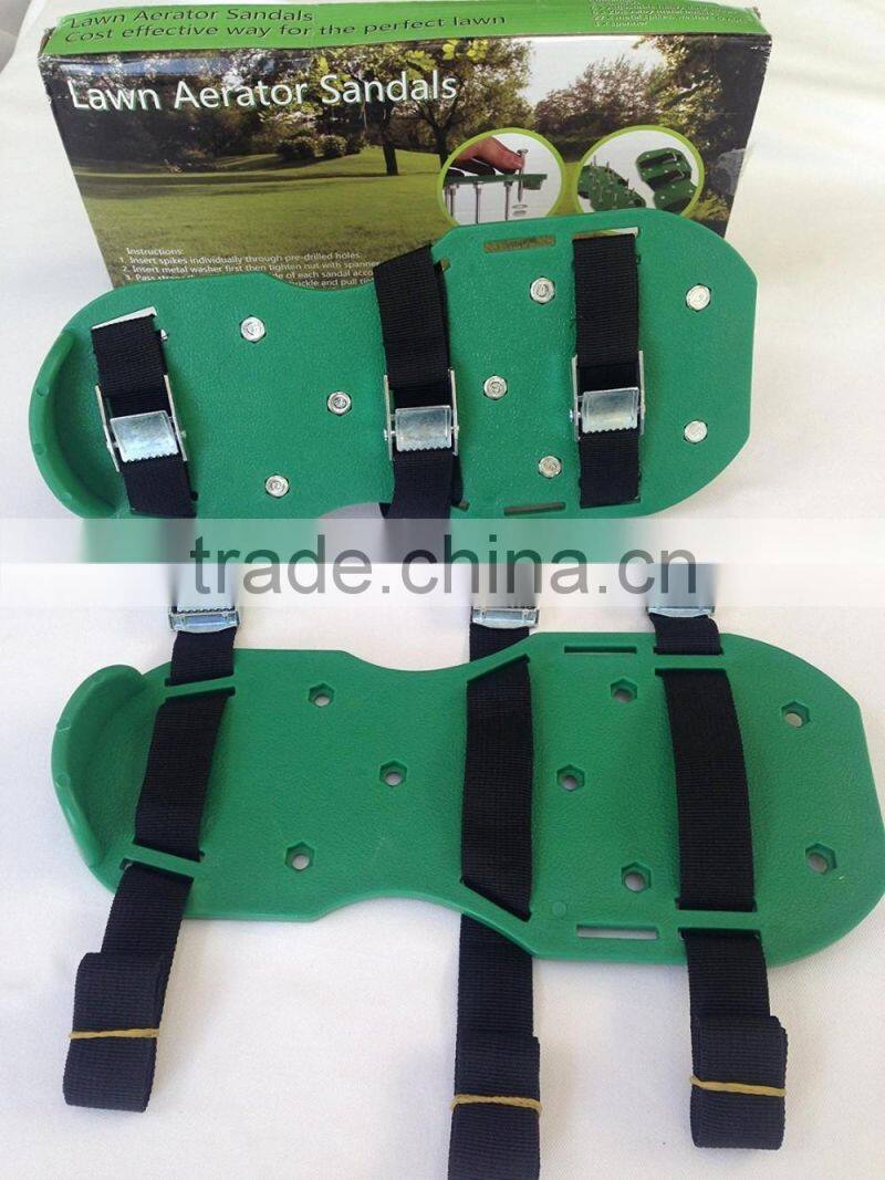 Lawn Aerator Shoes w/Metal Buckles and 3 Straps Lawn Aerator Sandals, Turf Aerating Shoes