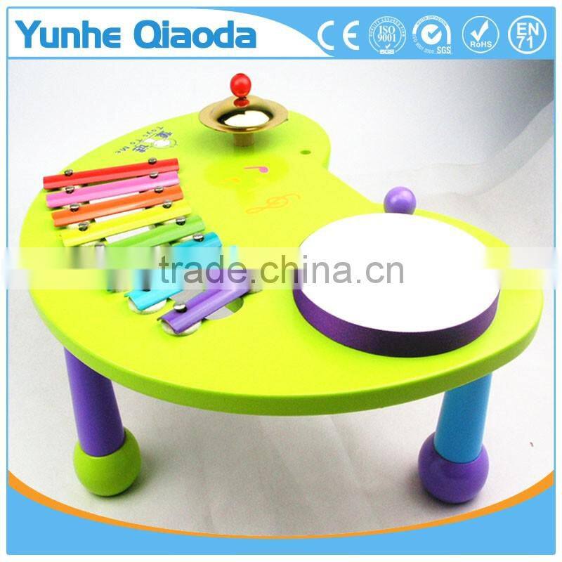 wooden musical percussion instruments blue half-round table xylophone drum symbol Noisy /educational wooden toy/