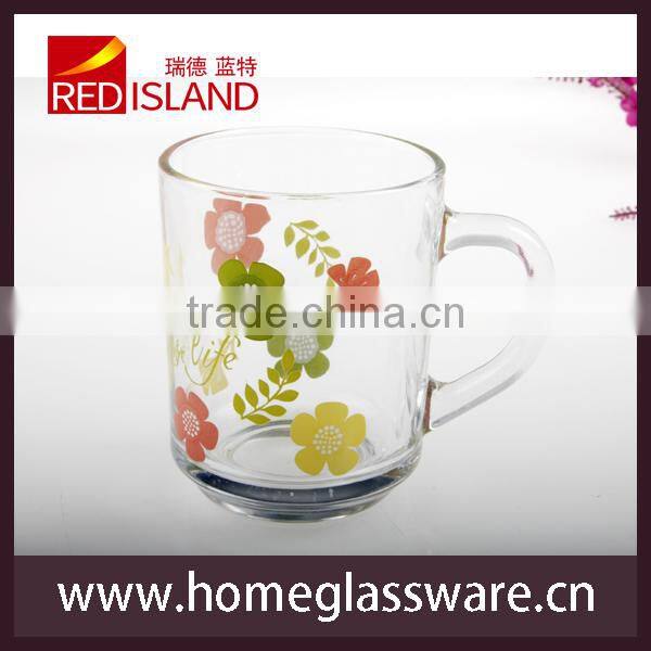 glass manufactory supply hot sale print glass milk mug