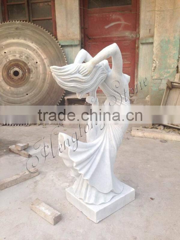 White Marble Abstract Art Deco Lady Sculpture
