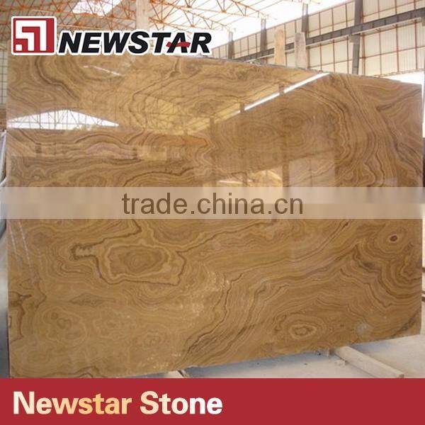 Newstar Polish Golden Yellow Wooden Marble Slab For Family Decoration