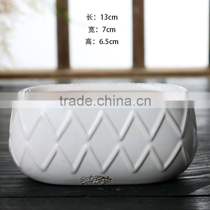 New design succulent samll white ceramic flower pots wholesale