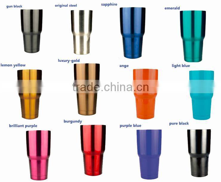 lemon yellow 304# stainless steel tumbler with slide lid for car ,30oz cup