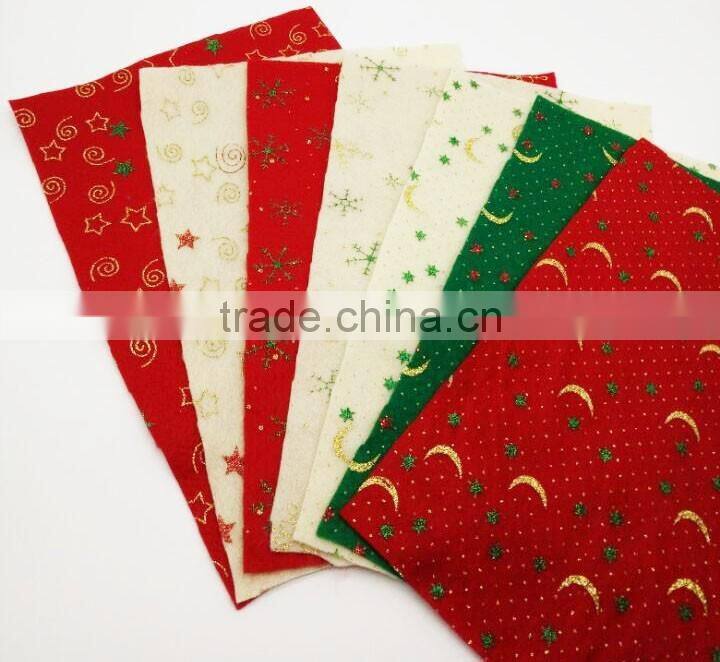 16053001 factory direct selling craft usage printed glitter felt A4 size