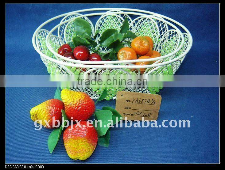 Egg shaped creamywhite decorative with green pearl storage fruit basket mill