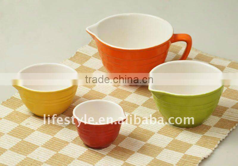 5Pcs Stoneware Measuring Cups, Colorful