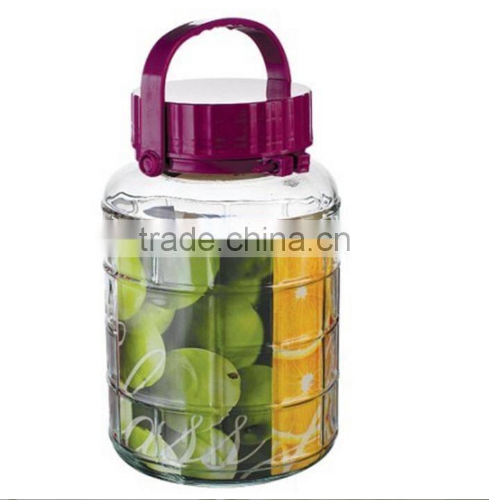 2-18L clear cylinder glass apothecary jars with plastic lid and handle
