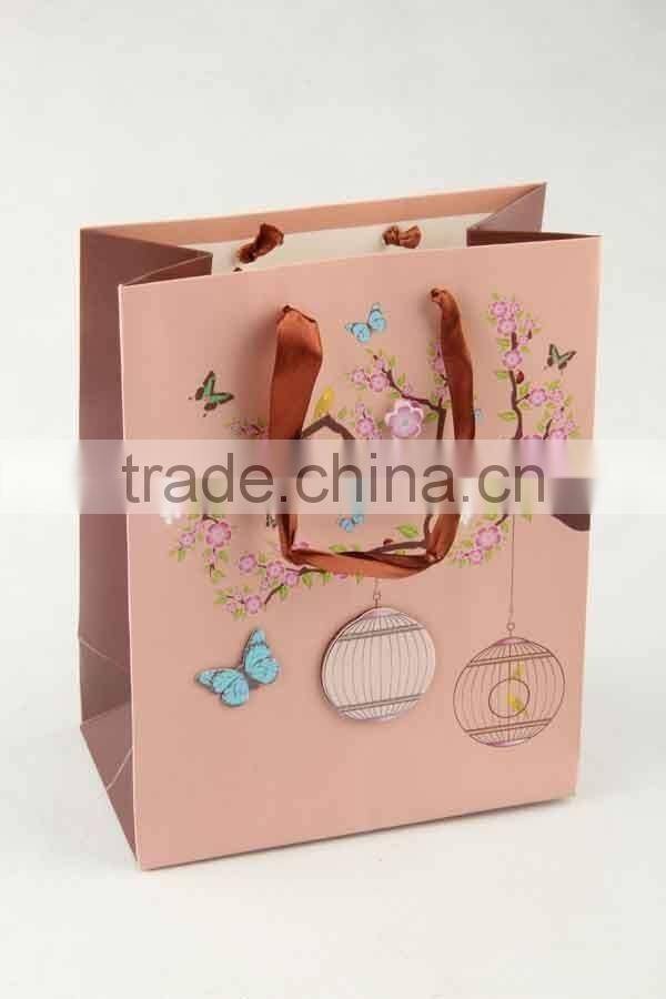 Printed Foldable Gift Bag With 3D Butterfly Patterns/Shopping Paper Bag