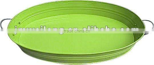 Triple 3 Tier Serveware Steel cake Stand, Collapsible Galvanized Metal with Wood Handle