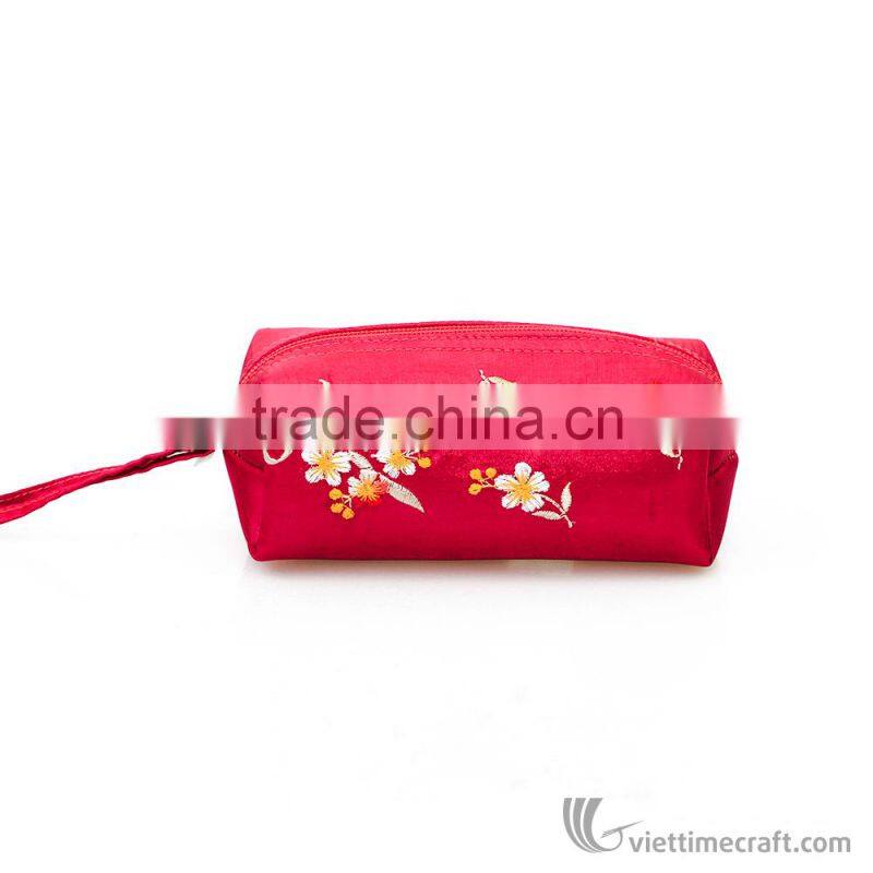 Hand embroidered wallet made from silk, various colors and sizes