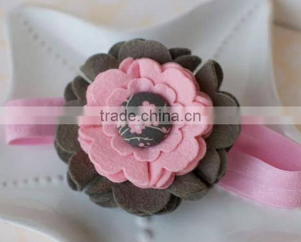 on alibaba express hot sale new products handmade eco friendly fabric decoration felt flower hair rubber band made in china