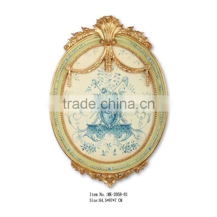 Flower/ bird Hand Drawing with oval frame MK-0019-01