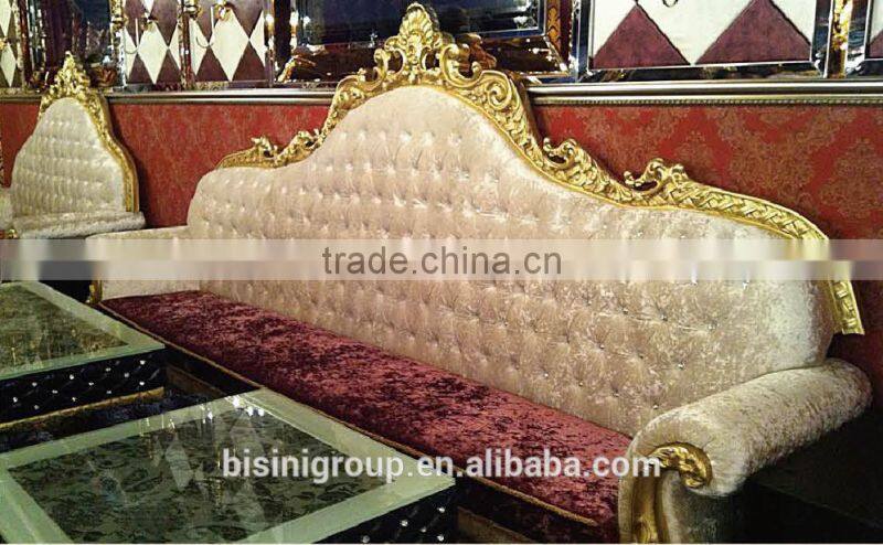 Newest Antique Silver Foil Sectional Ktv Fabric Sofa Set