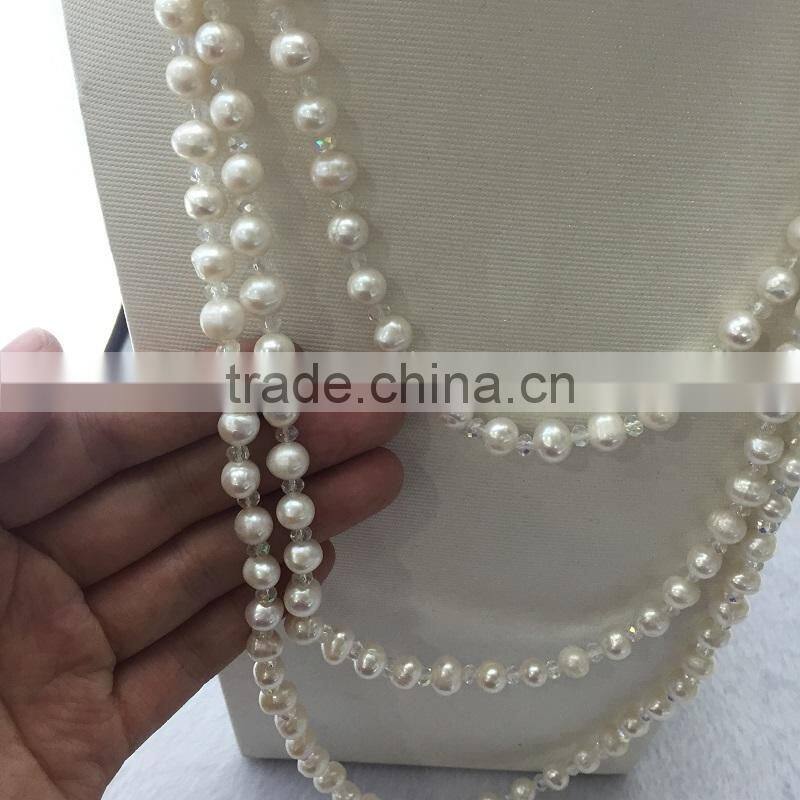 8-9mm white long freshwater pearl necklace