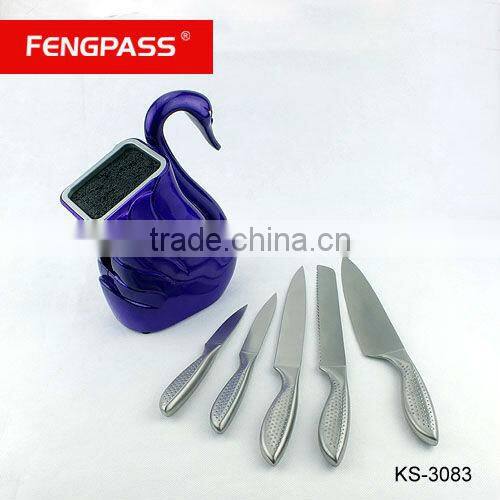 Rose red color modern knife block(346-389-476)