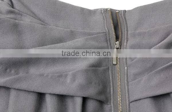 Designer clothing manufacturers in china ladies a-lined pleated grey wrap skirt