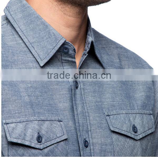 Men's Casual Chambray Long Sleeve Shirt