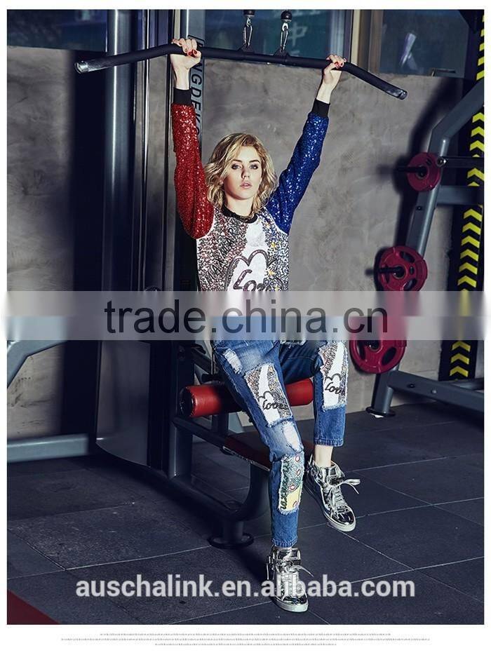 new style personalized women ripped vogue jeans customzied