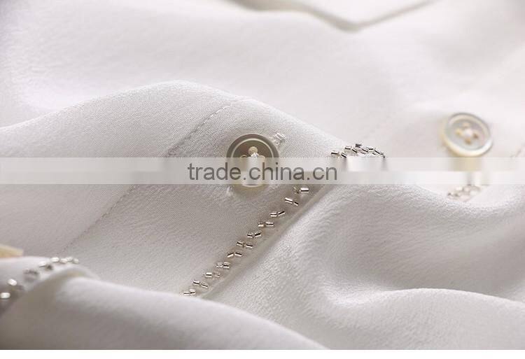 SZXX Tops Fashion Womens Lady White Wide Collar Casual Blouse