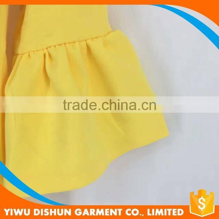 Ladies yellow summer casual dress with flare sleeves