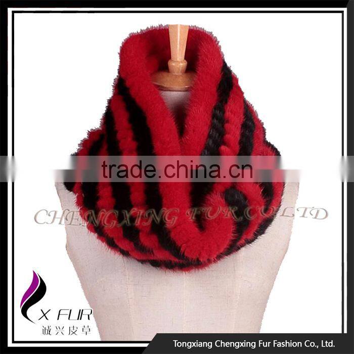 CX-S-170C 2017 Winter Fashion Accessories Knitted Snood Scarf Mink Fur Scarf