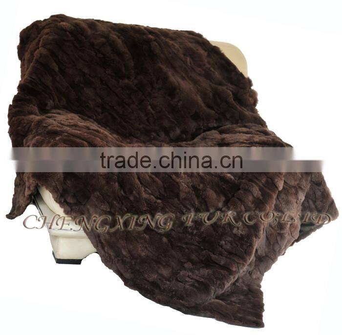 CX-D-66E Real Fur Luxury Patchwork Rex Rabbit Fur blanket/Fur Rug