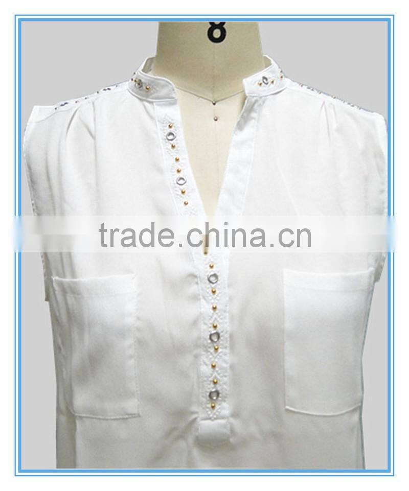 Women Beads Wholesale Plain White Tank Top