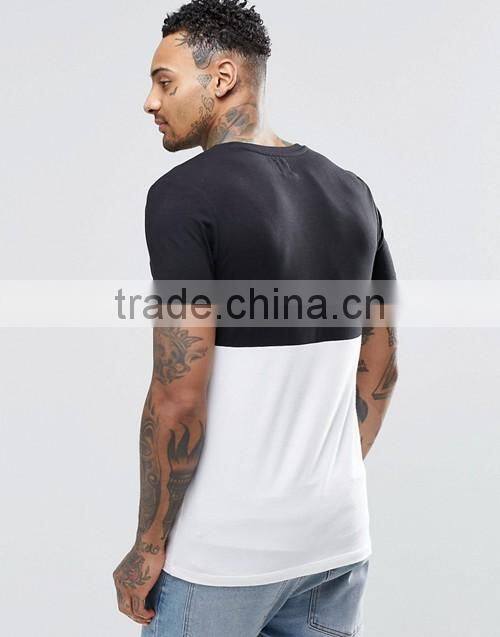 Customize men longline muscle slim fit contrast color blank t-shirt