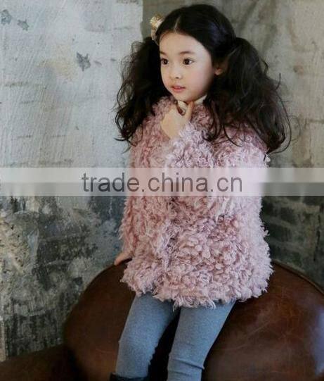 Toddlers Kids Girls Faux Lamb Fur Furry Shaggy Warm Jacket Trench Coat Outwear